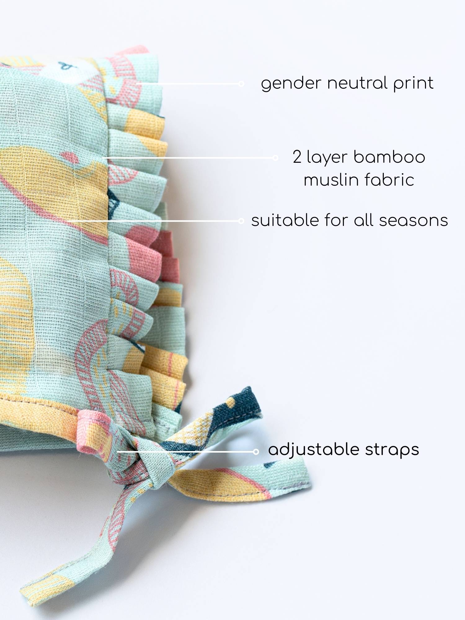 newborn bamboo muslin bonnet cap - abstract world