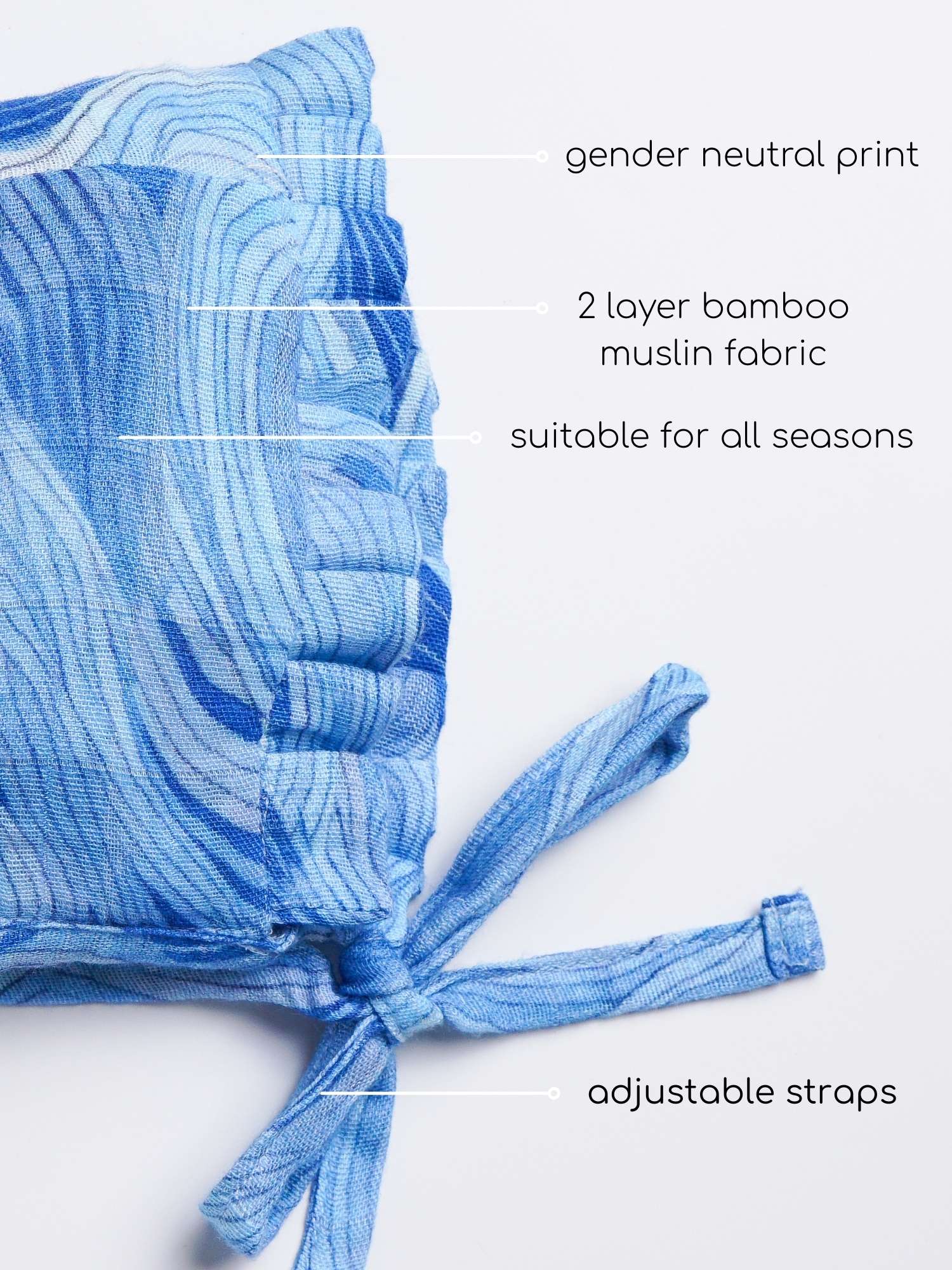newborn bamboo muslin bonnet cap - abstract world