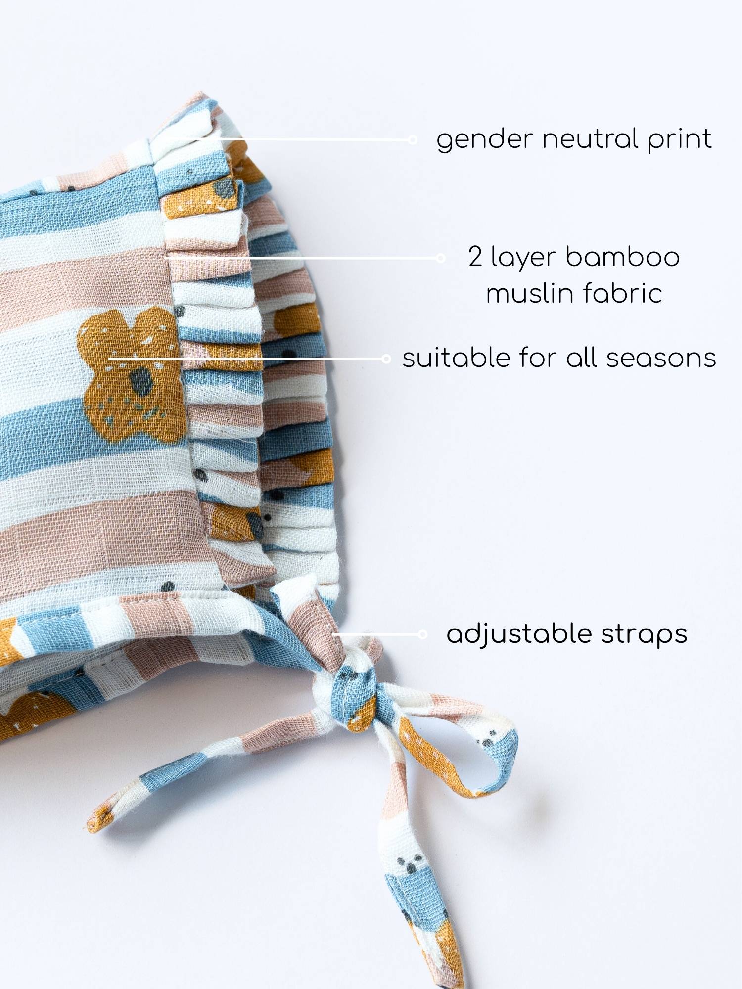 newborn bamboo muslin bonnet cap - abstract world