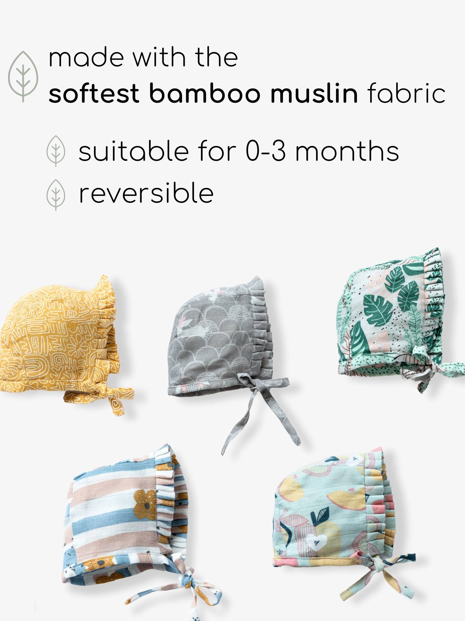 newborn bamboo muslin bonnet cap - abstract world