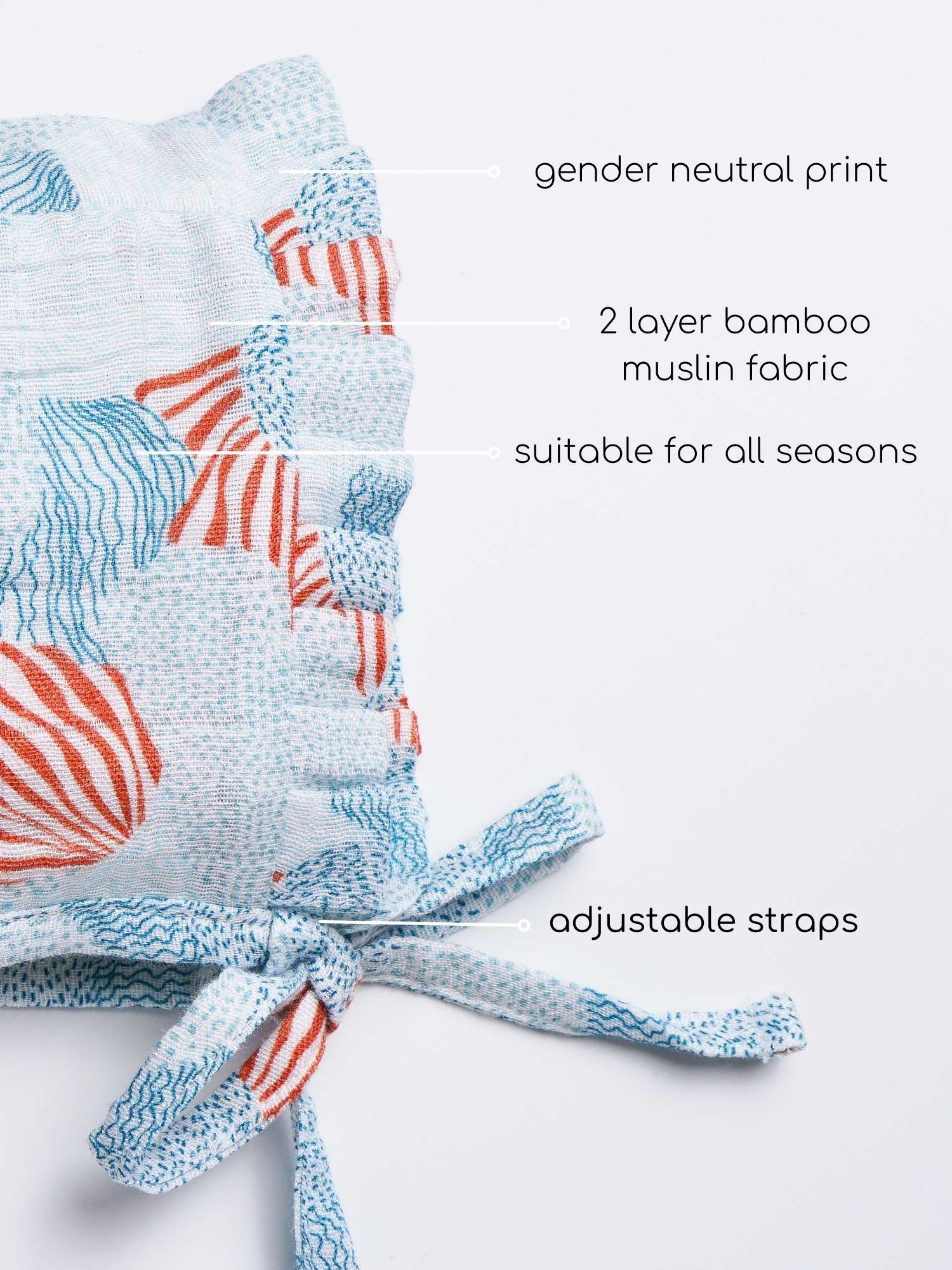 newborn bamboo muslin bonnet cap - abstract world