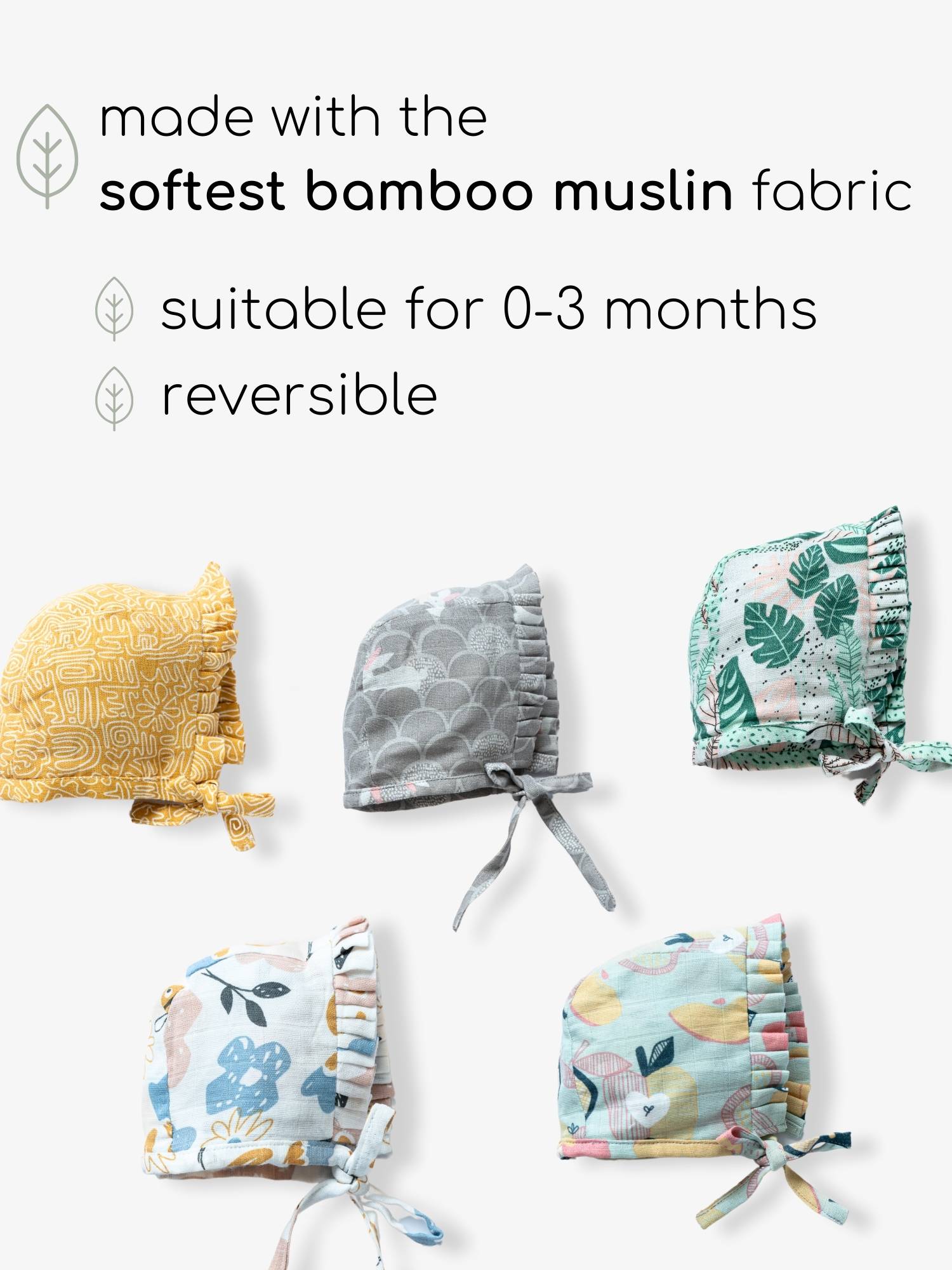 newborn bamboo muslin bonnet cap - abstract world