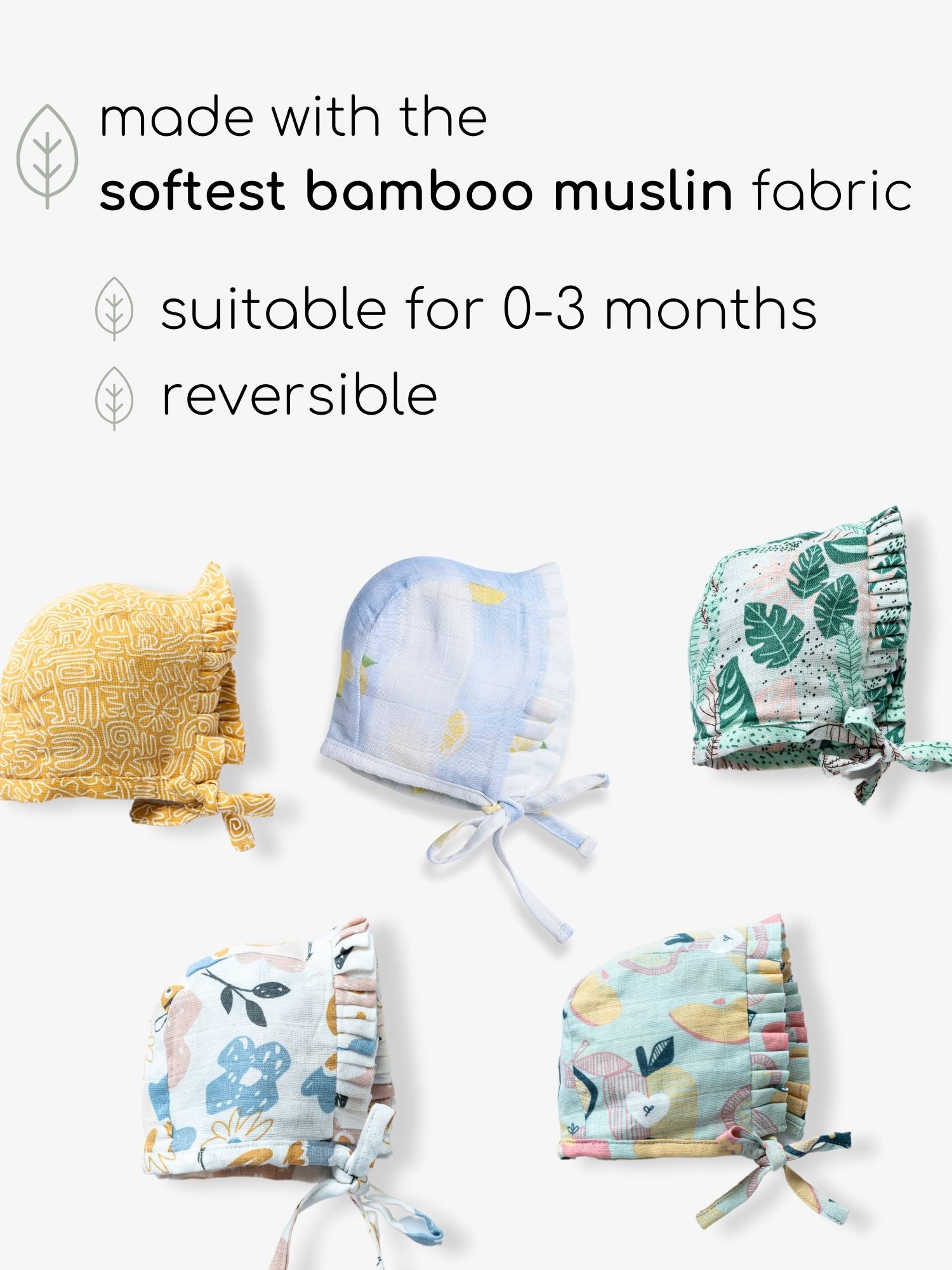 newborn bamboo muslin bonnet cap - by the sea