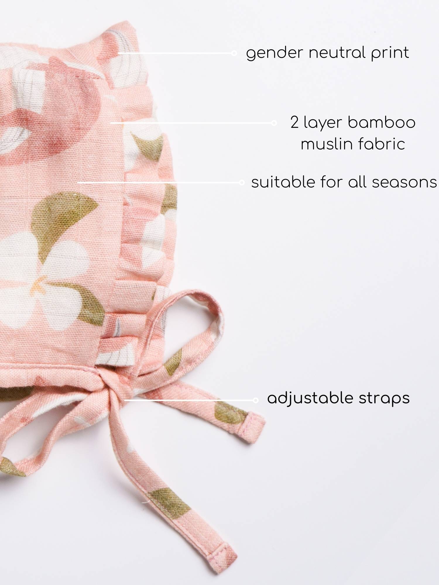 newborn bamboo muslin bonnet cap - by the sea