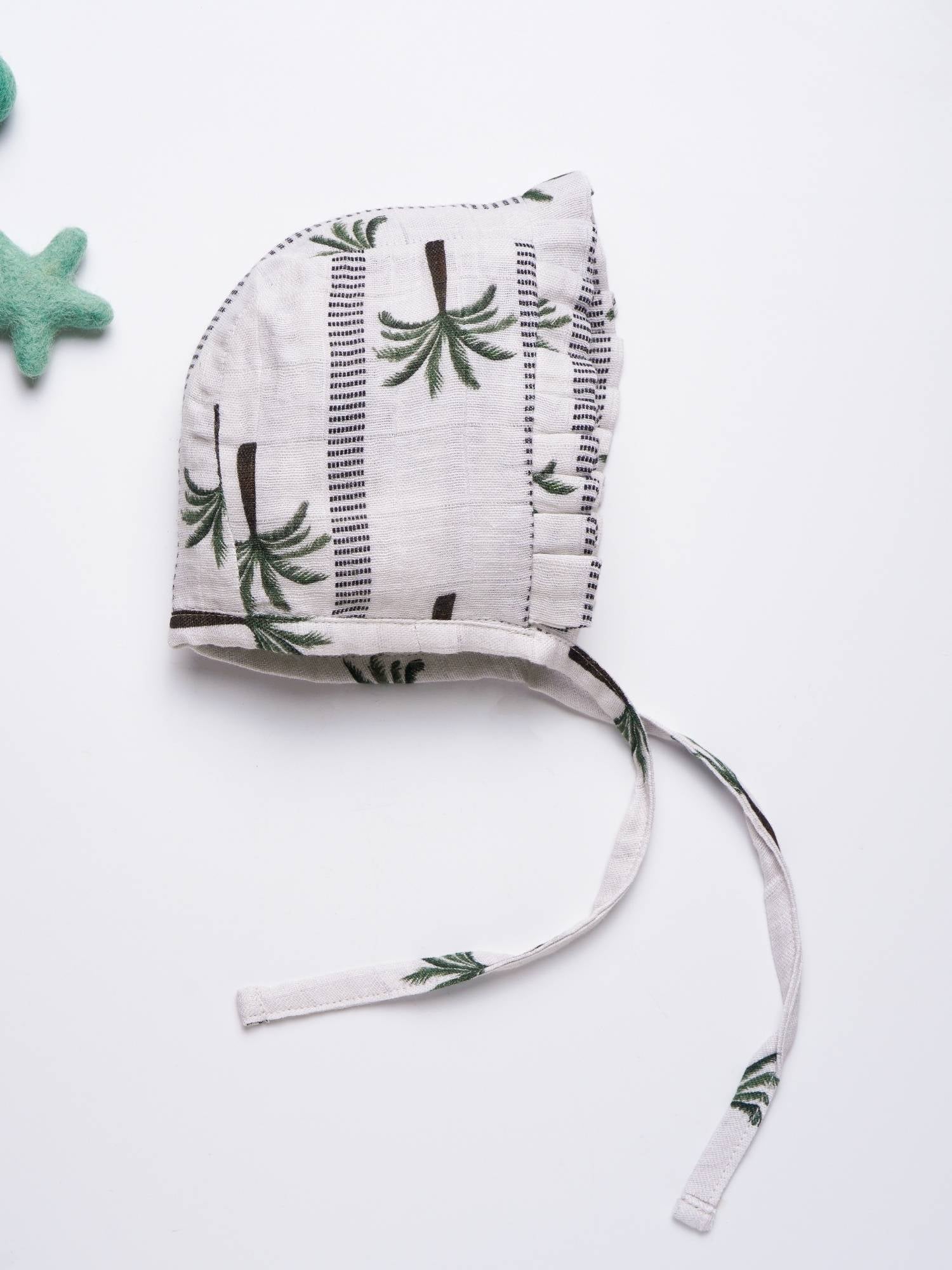 newborn bamboo muslin bonnet cap - by the sea