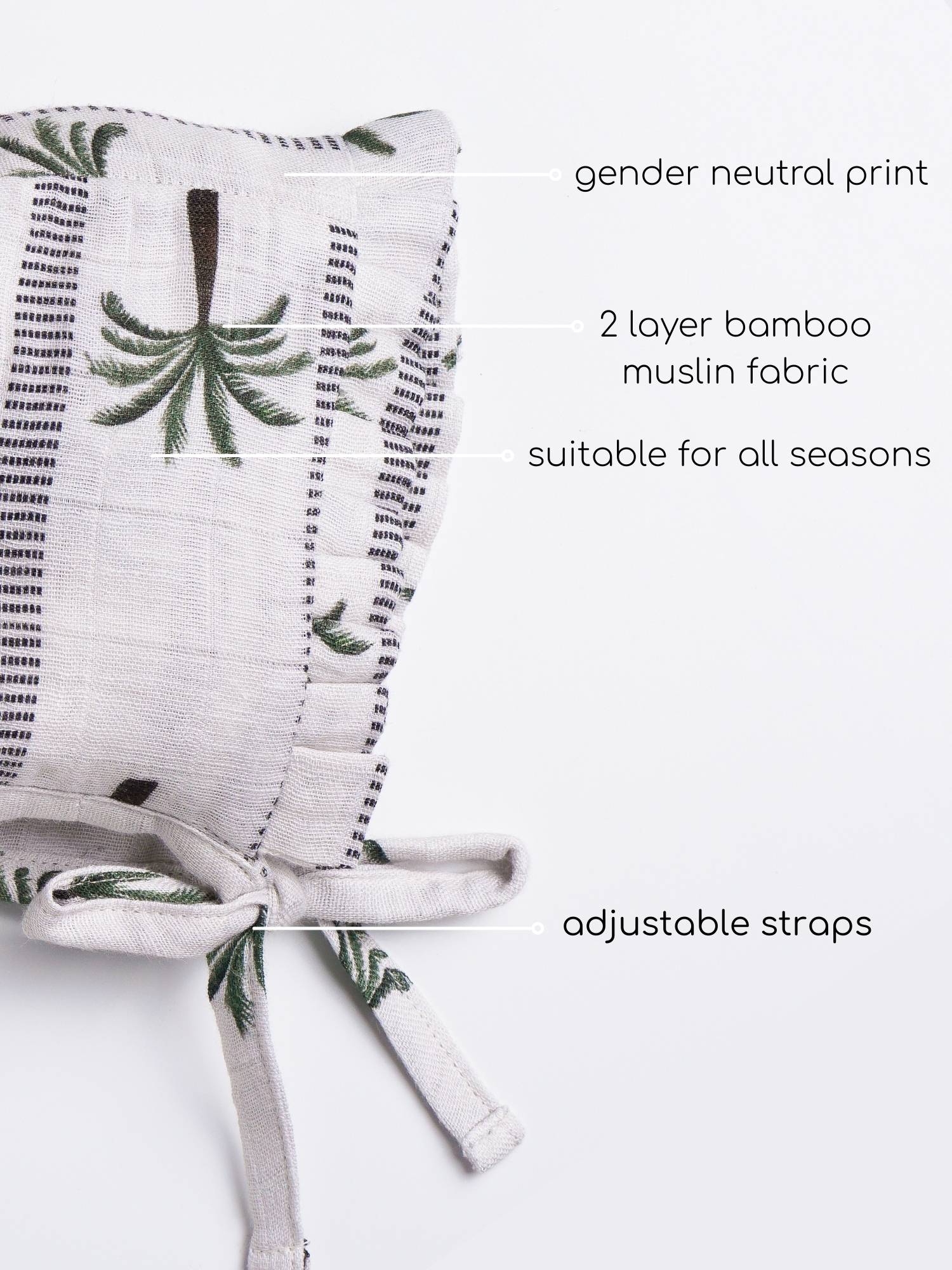 newborn bamboo muslin bonnet cap - by the sea