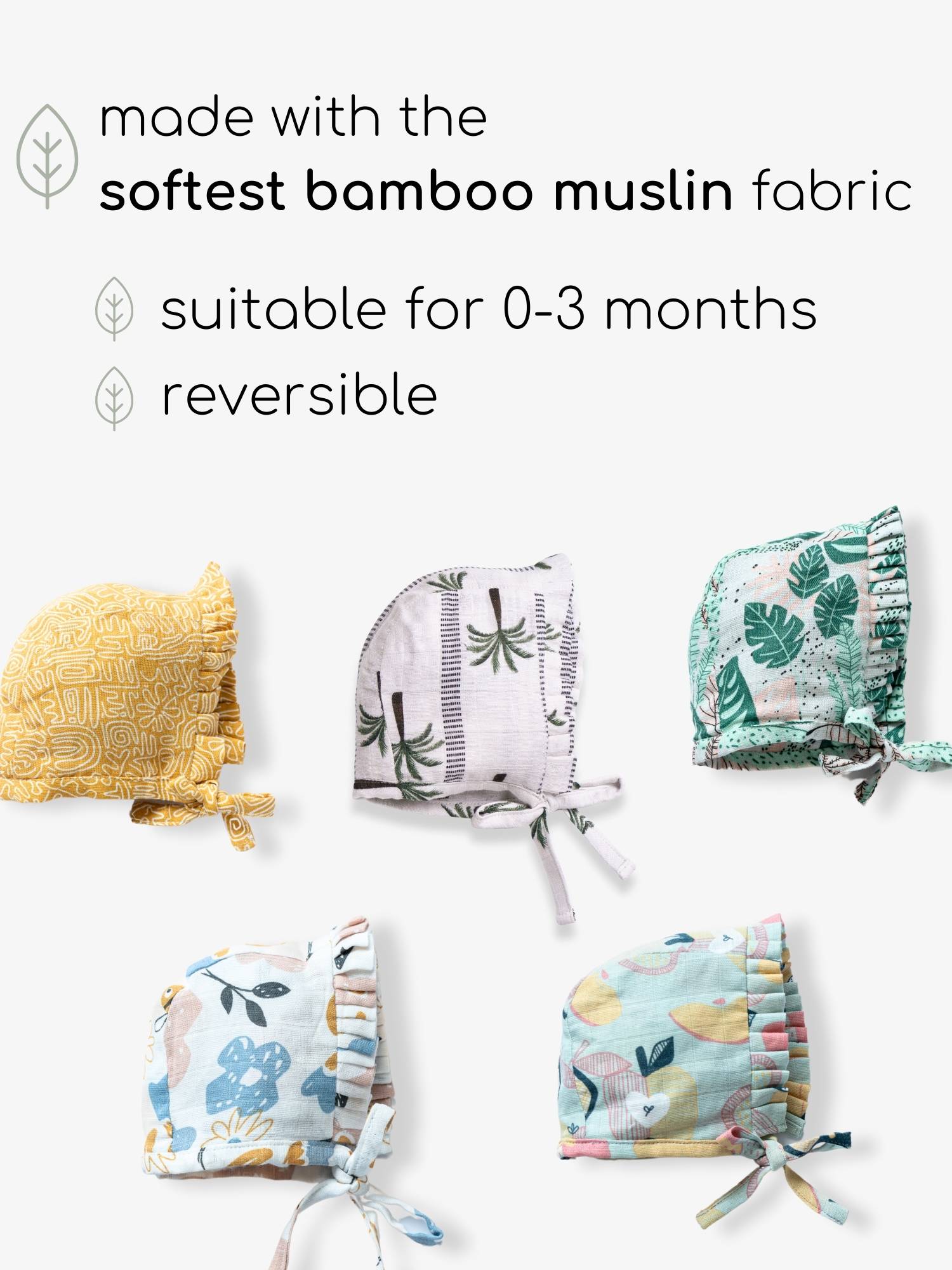 newborn bamboo muslin bonnet cap - by the sea