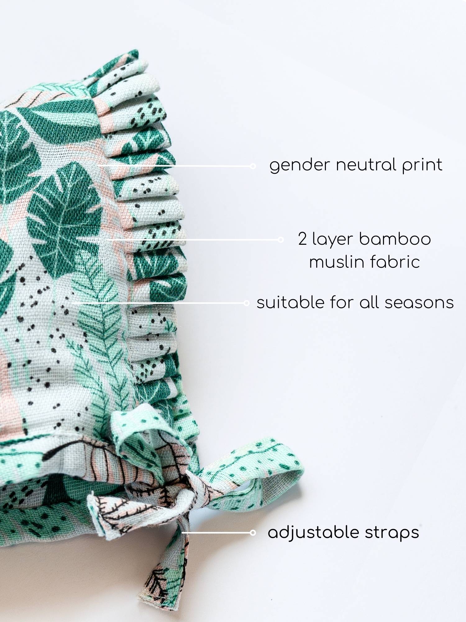 newborn bamboo muslin bonnet cap - enchanted garden