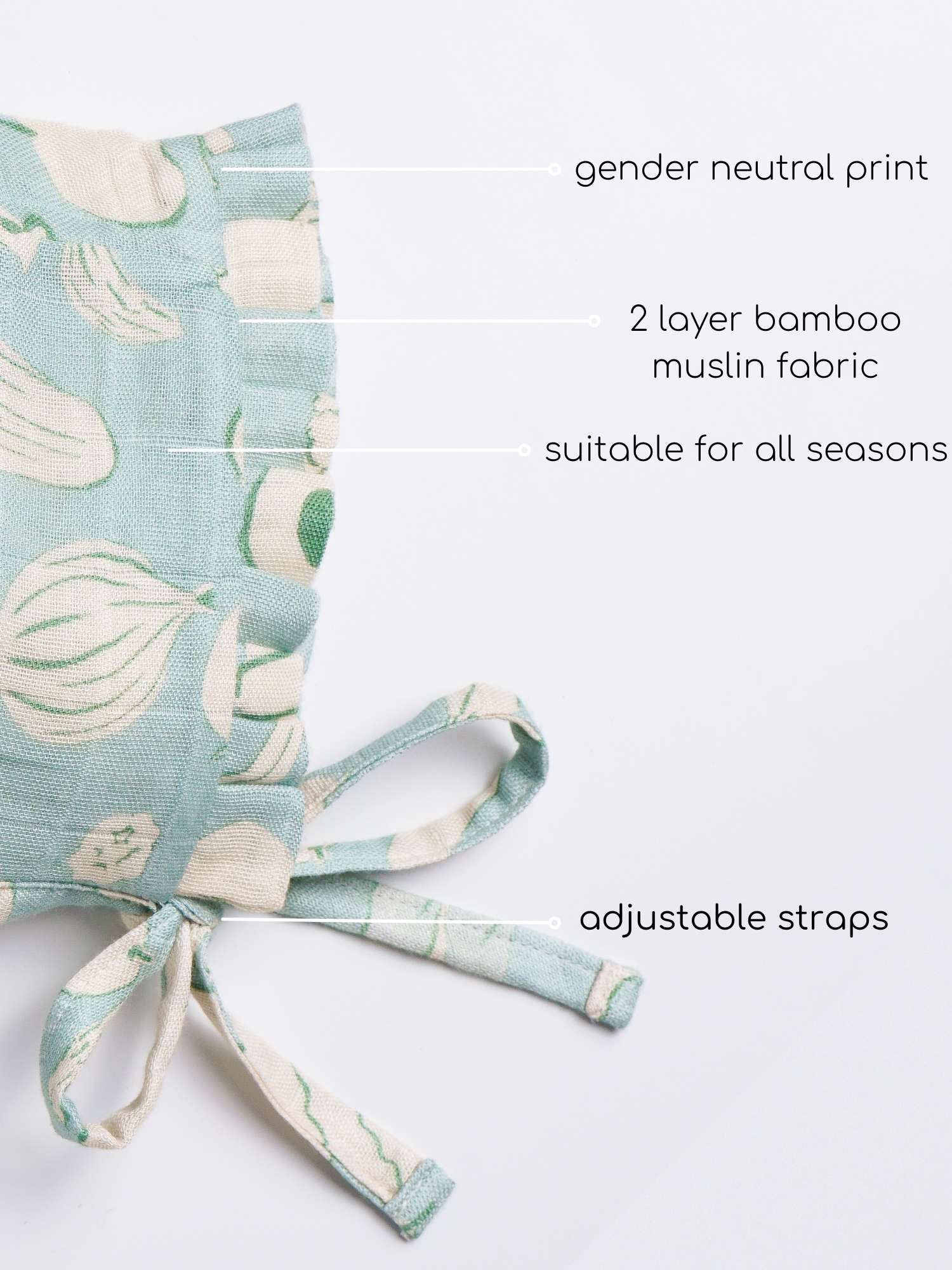 newborn bamboo muslin bonnet cap - enchanted garden