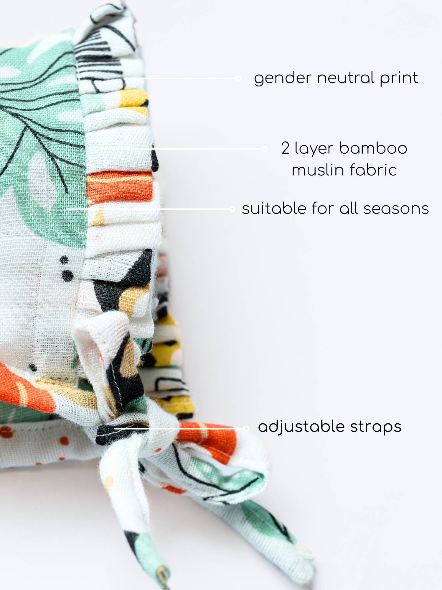 newborn bamboo muslin bonnet cap - into the wild