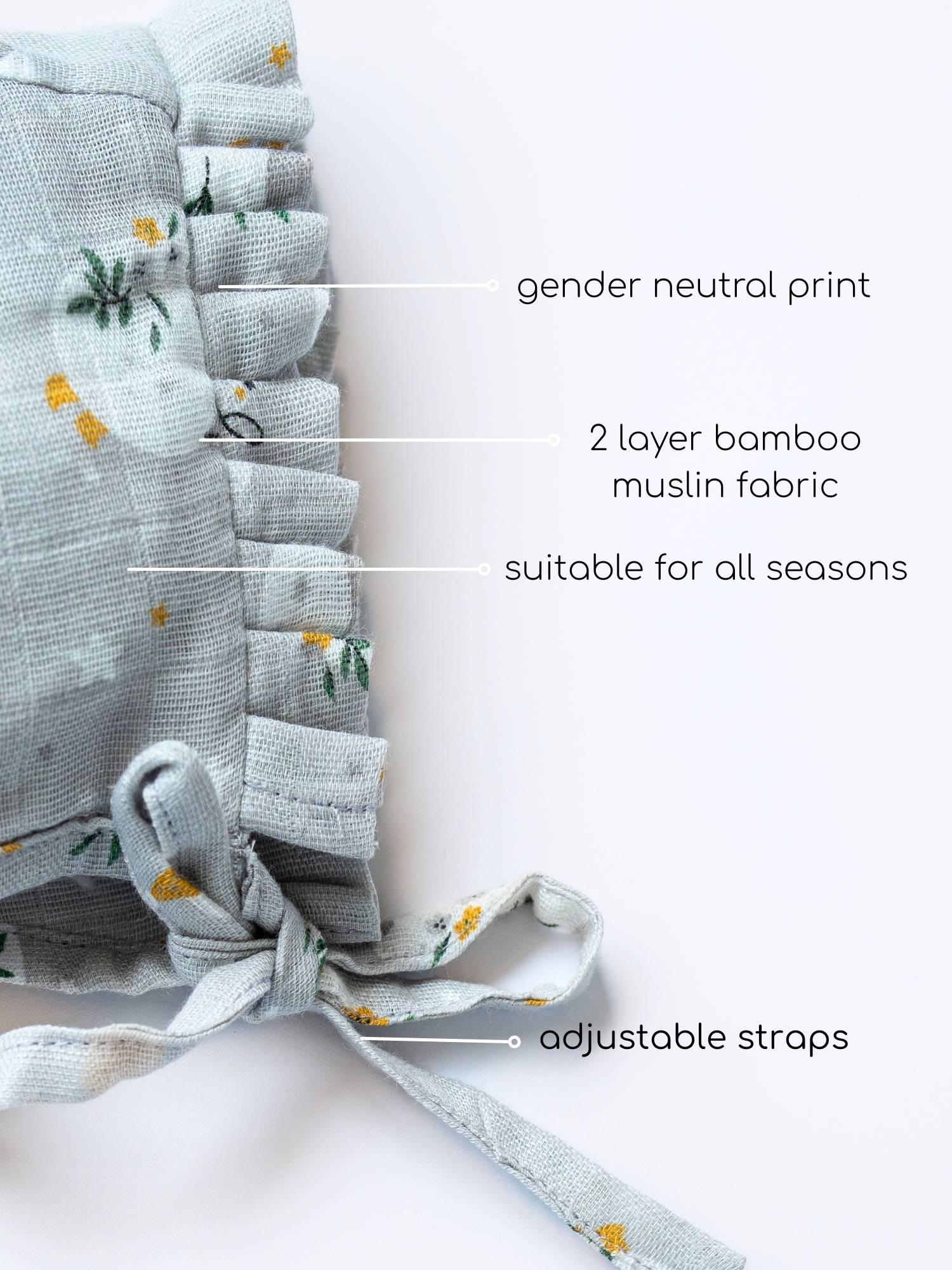 newborn bamboo muslin bonnet cap - into the wild