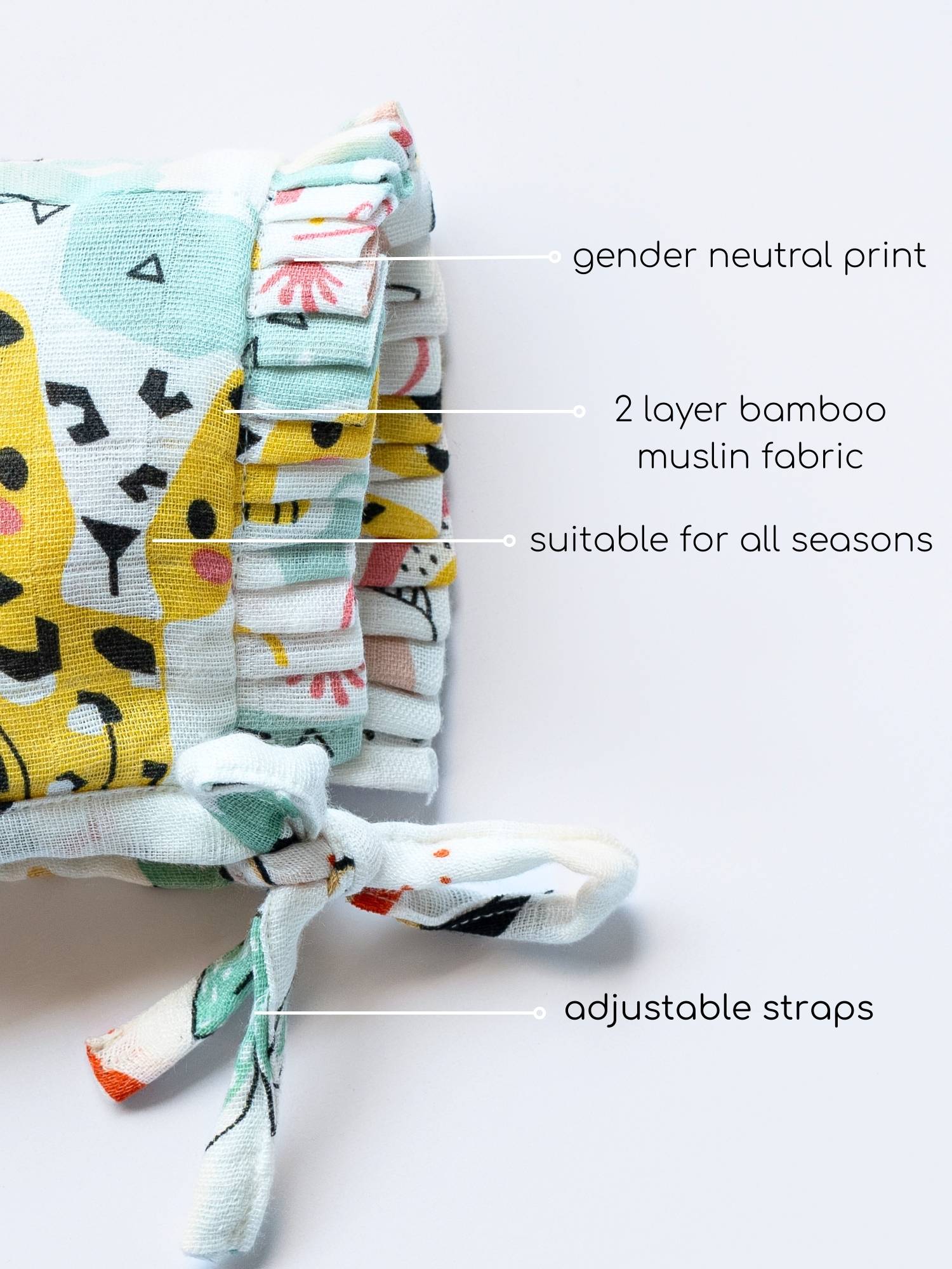 newborn bamboo muslin bonnet cap - into the wild