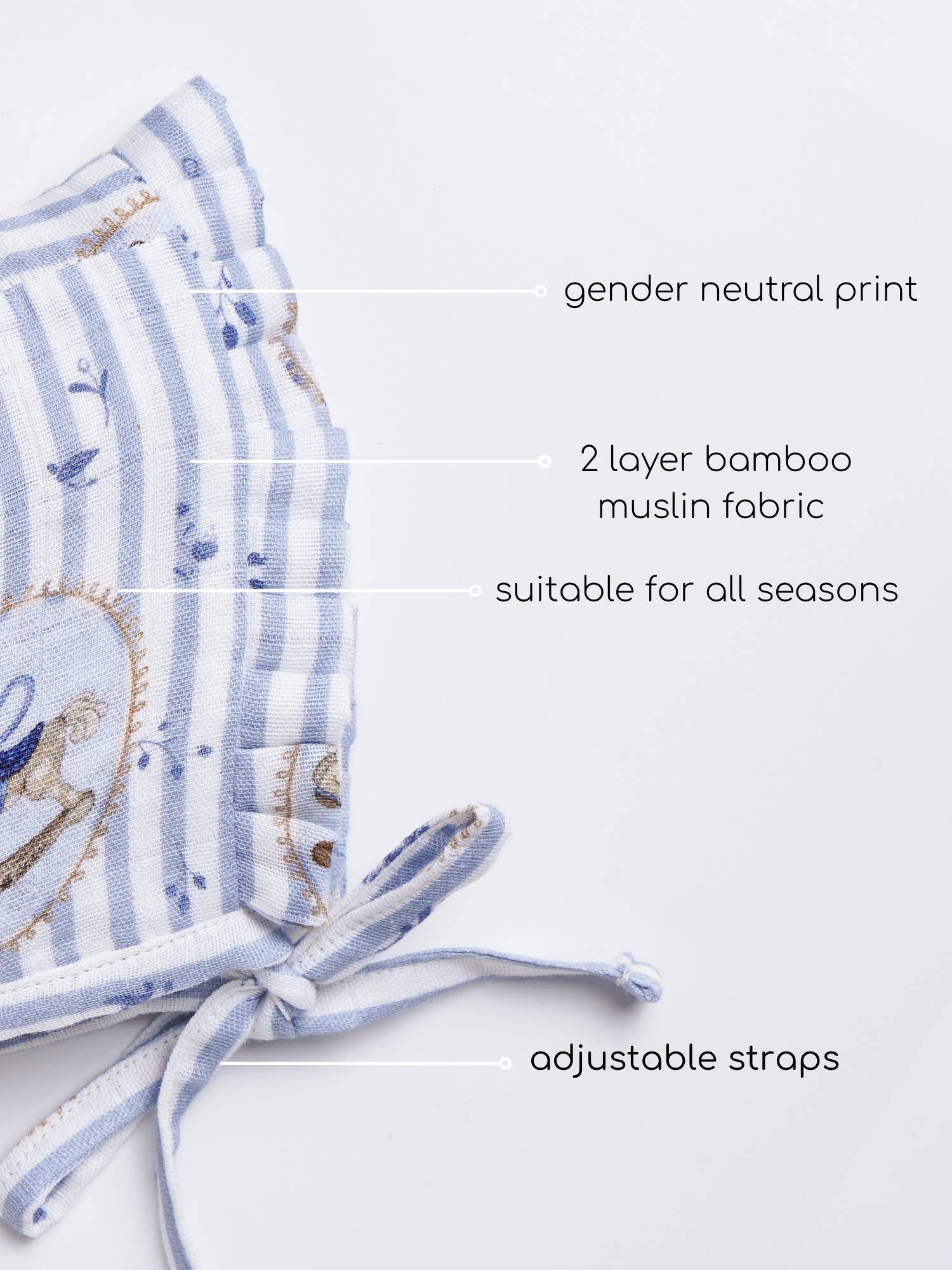 newborn bamboo muslin bonnet cap - into the wild