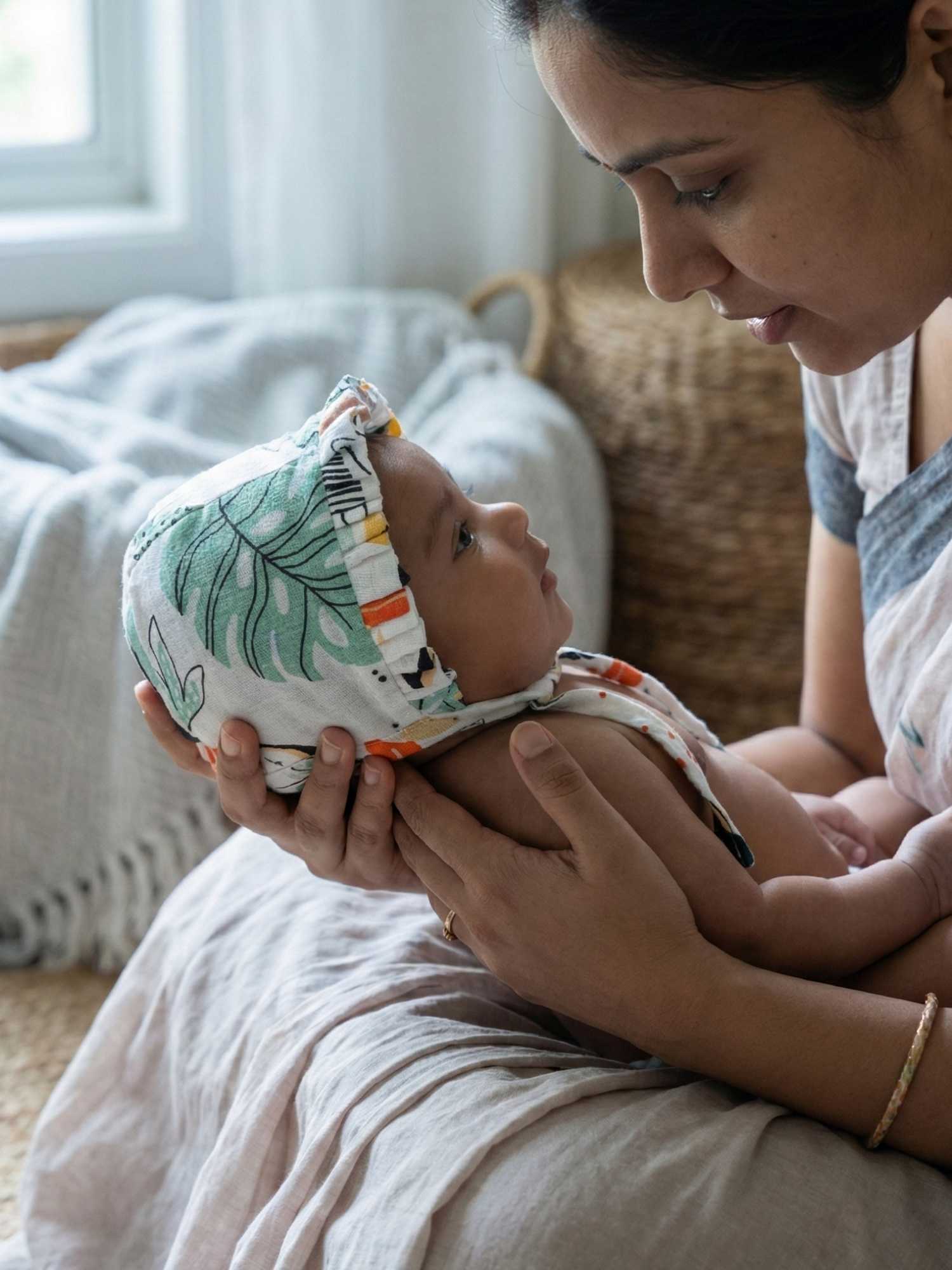 newborn bamboo muslin bonnet cap set of 3