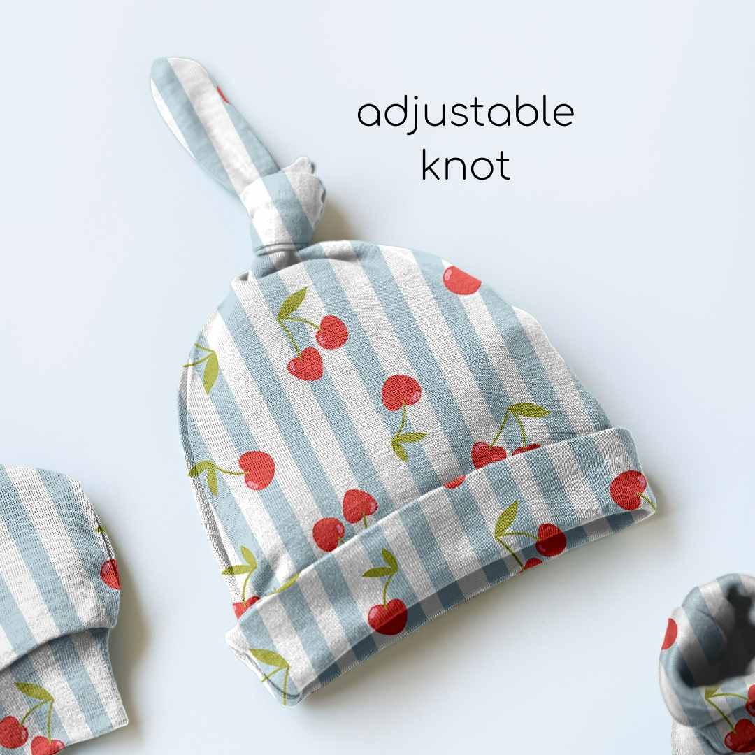 newborn baby bamboo cap mittens socks combo - prints