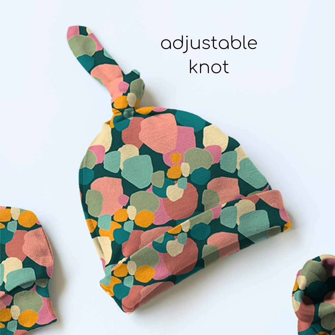 newborn baby bamboo cap mittens socks combo - prints