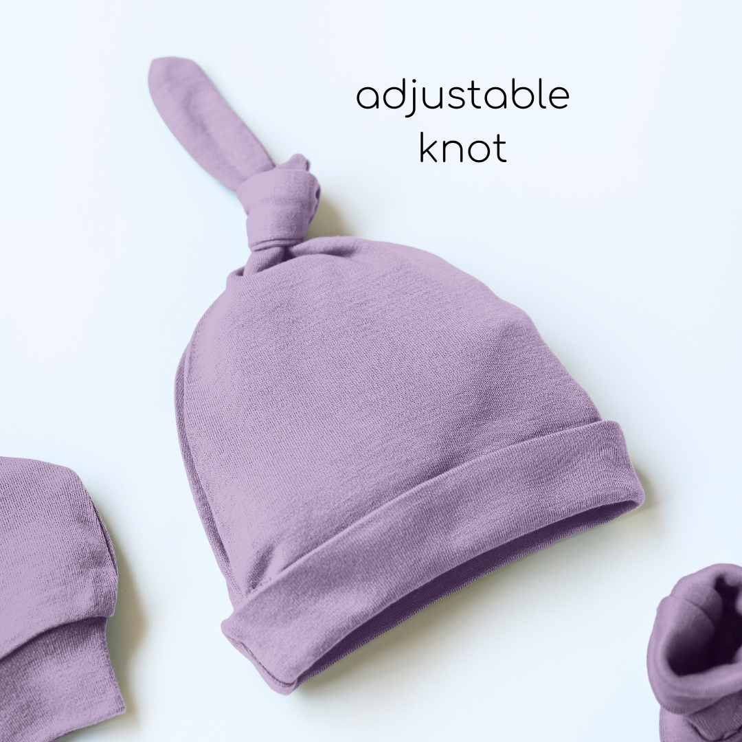 newborn baby bamboo cap mittens socks combo - solid colours