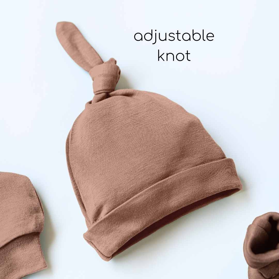 newborn baby bamboo cap mittens socks combo - solid colours