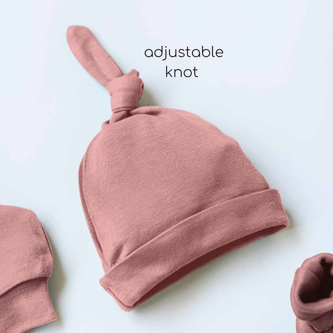 newborn baby bamboo cap mittens socks combo - solid colours