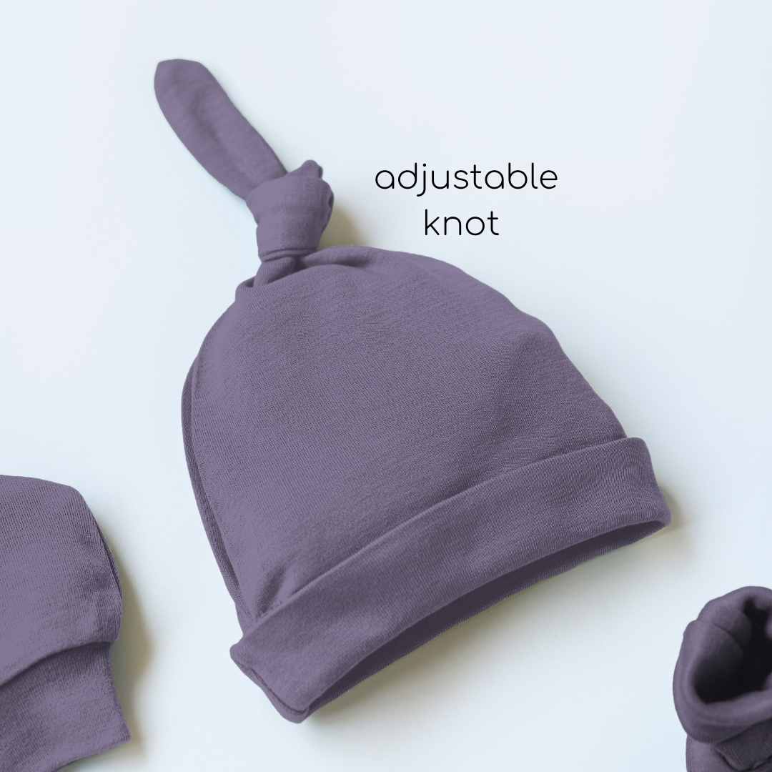 newborn baby bamboo cap mittens socks combo - solid colours