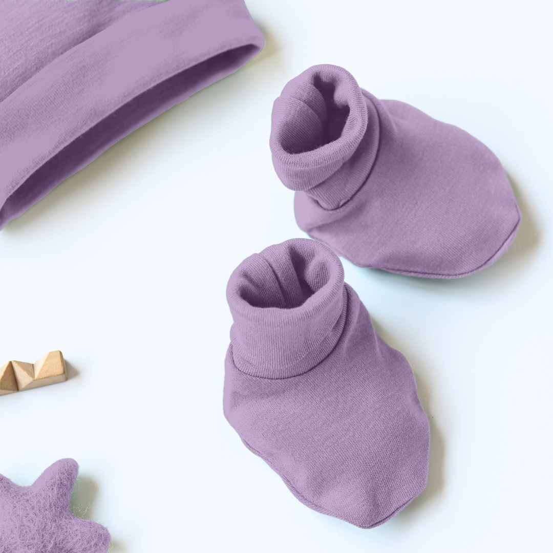 newborn baby bamboo cap mittens socks combo - solid colours