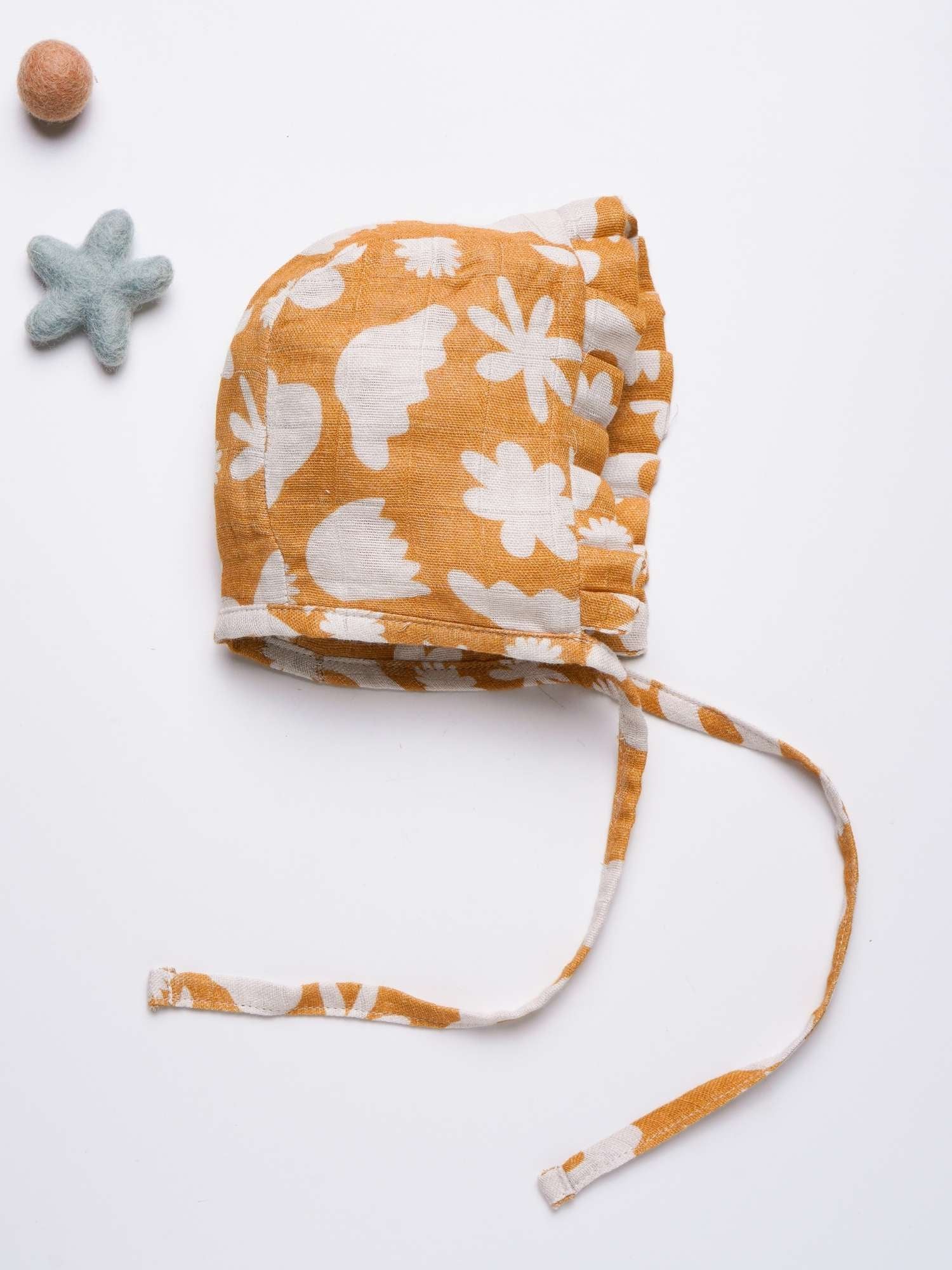 newborn bamboo muslin bonnet cap - enchanted garden