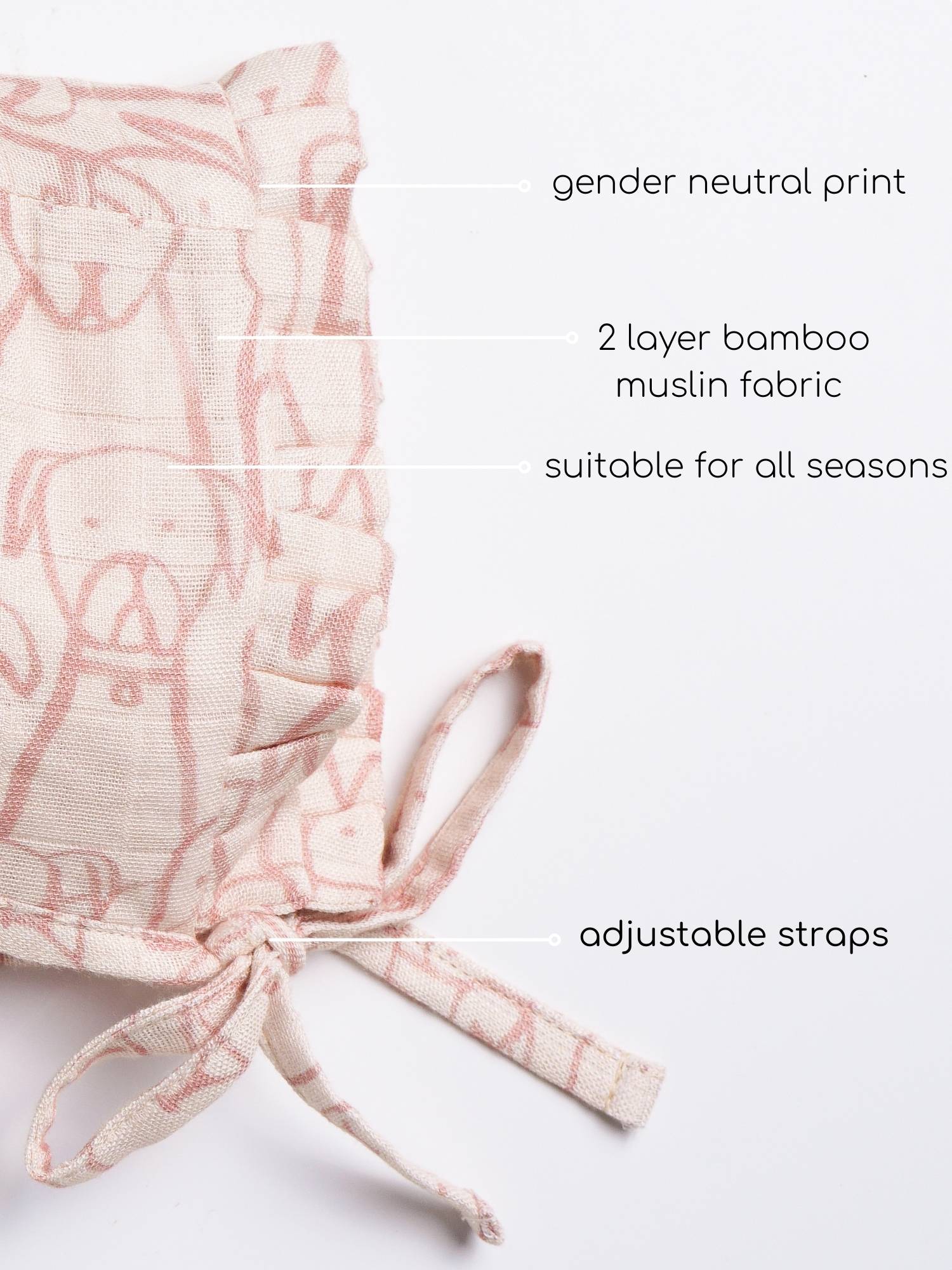newborn bamboo muslin bonnet cap - into the wild