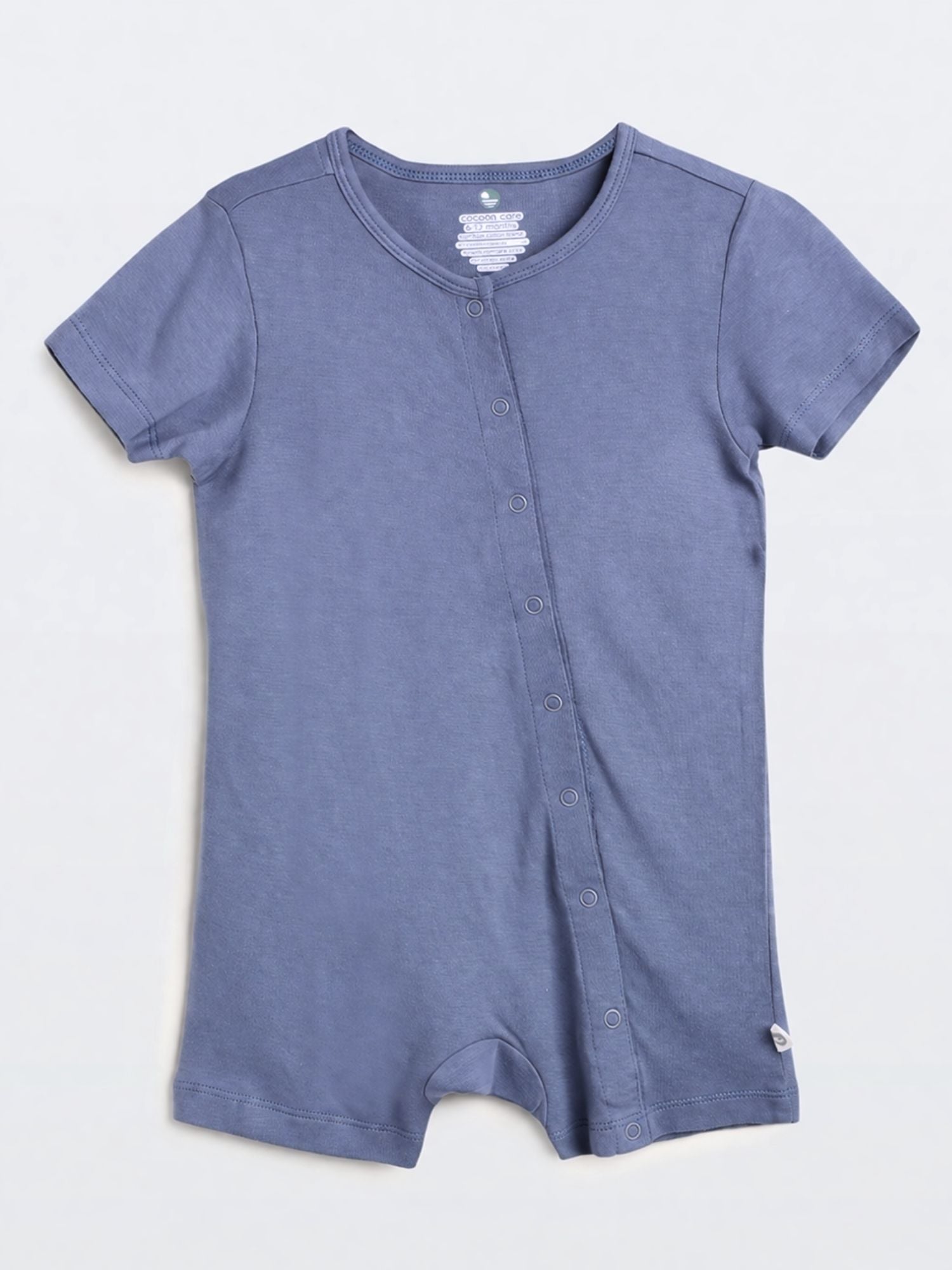 short sleeve bamboo knit romper with snap buttons