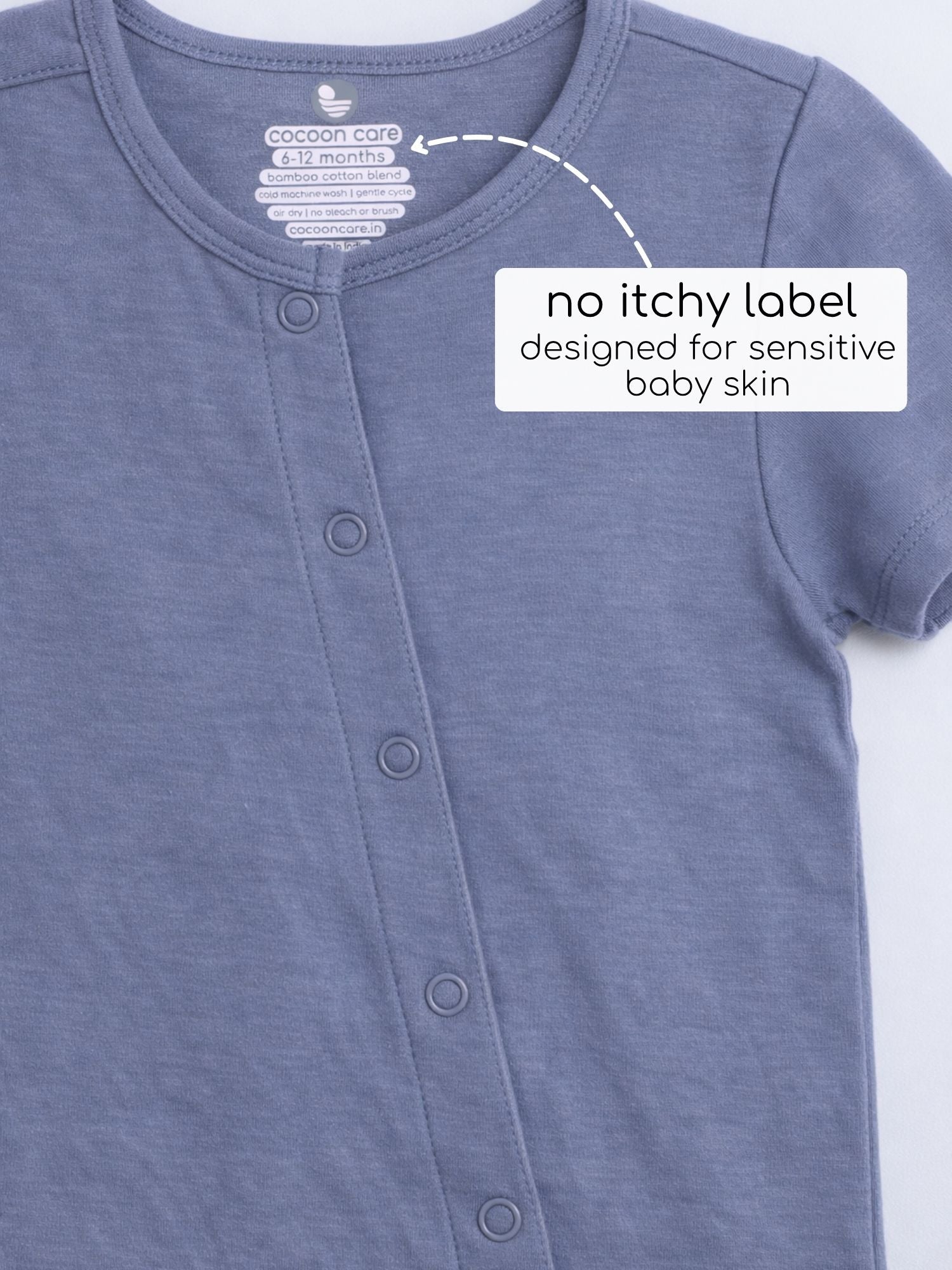 short sleeve bamboo knit romper with snap buttons