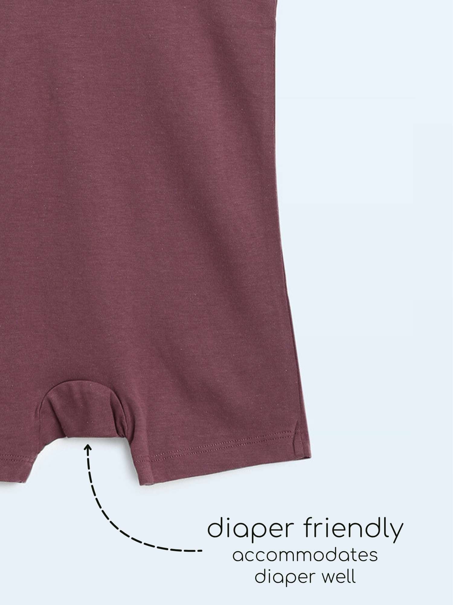 short sleeve bamboo knit romper with snap buttons