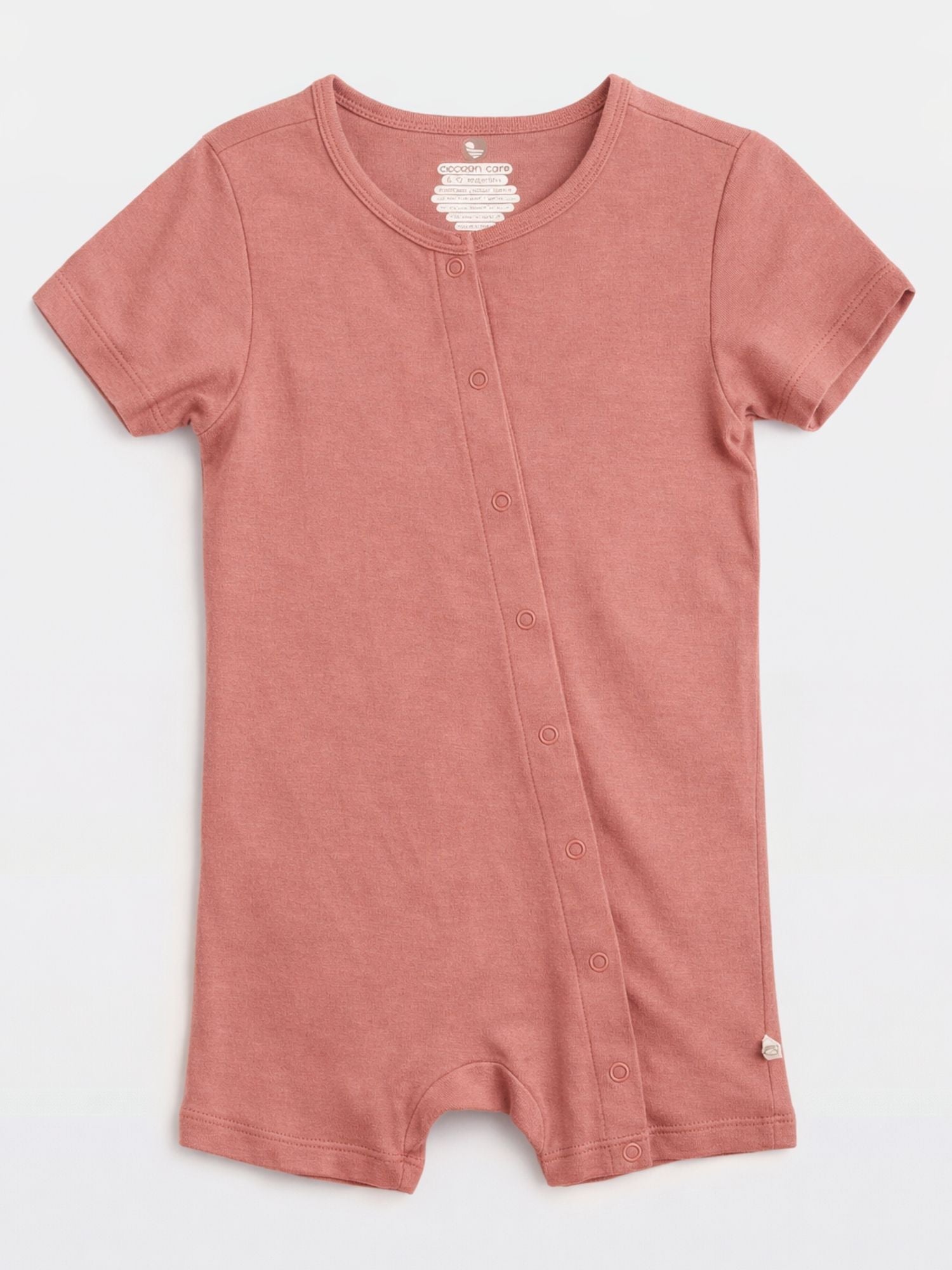 short sleeve bamboo knit romper with snap buttons
