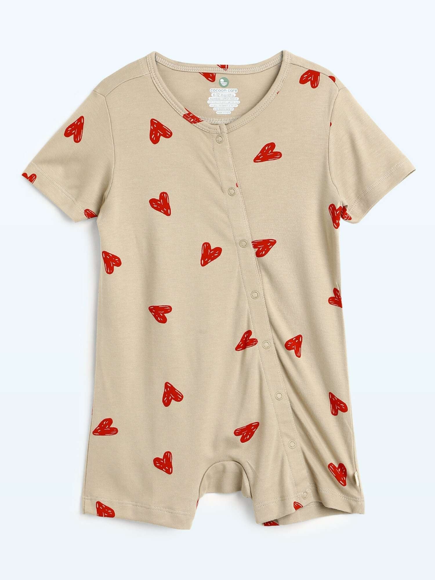 short sleeve bamboo knit romper with snap buttons
