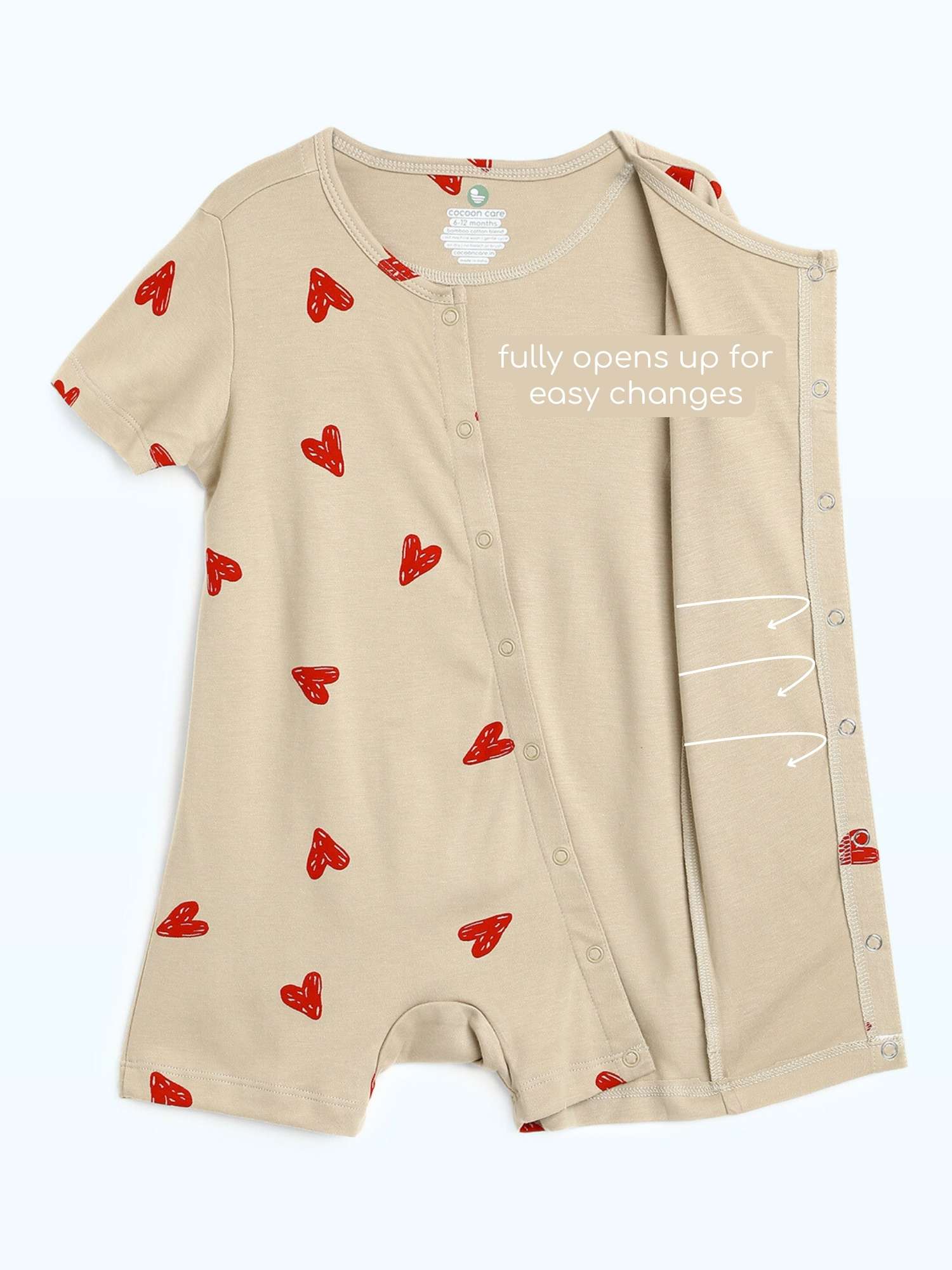 short sleeve bamboo knit romper with snap buttons