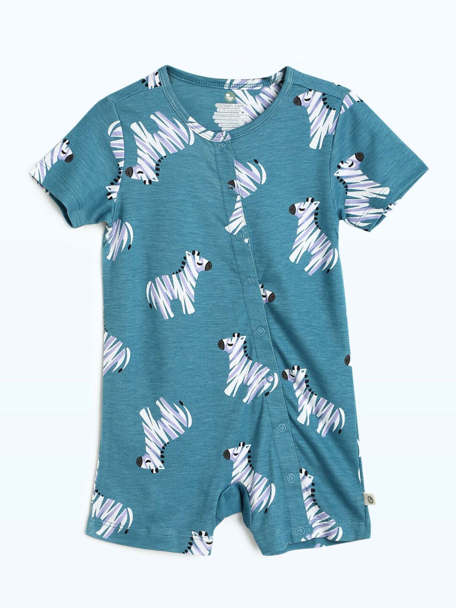 short sleeve bamboo knit romper with snap buttons
