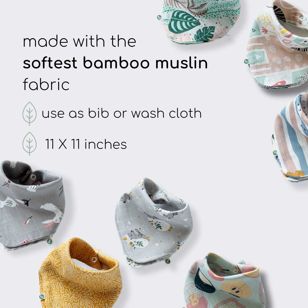 bamboo muslin bandana bib + wash cloth