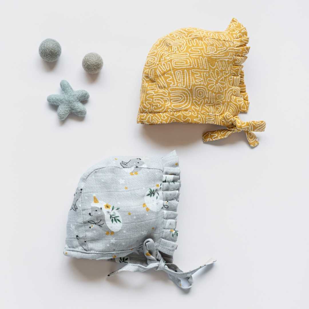 newborn bamboo muslin bonnet cap pack of 2