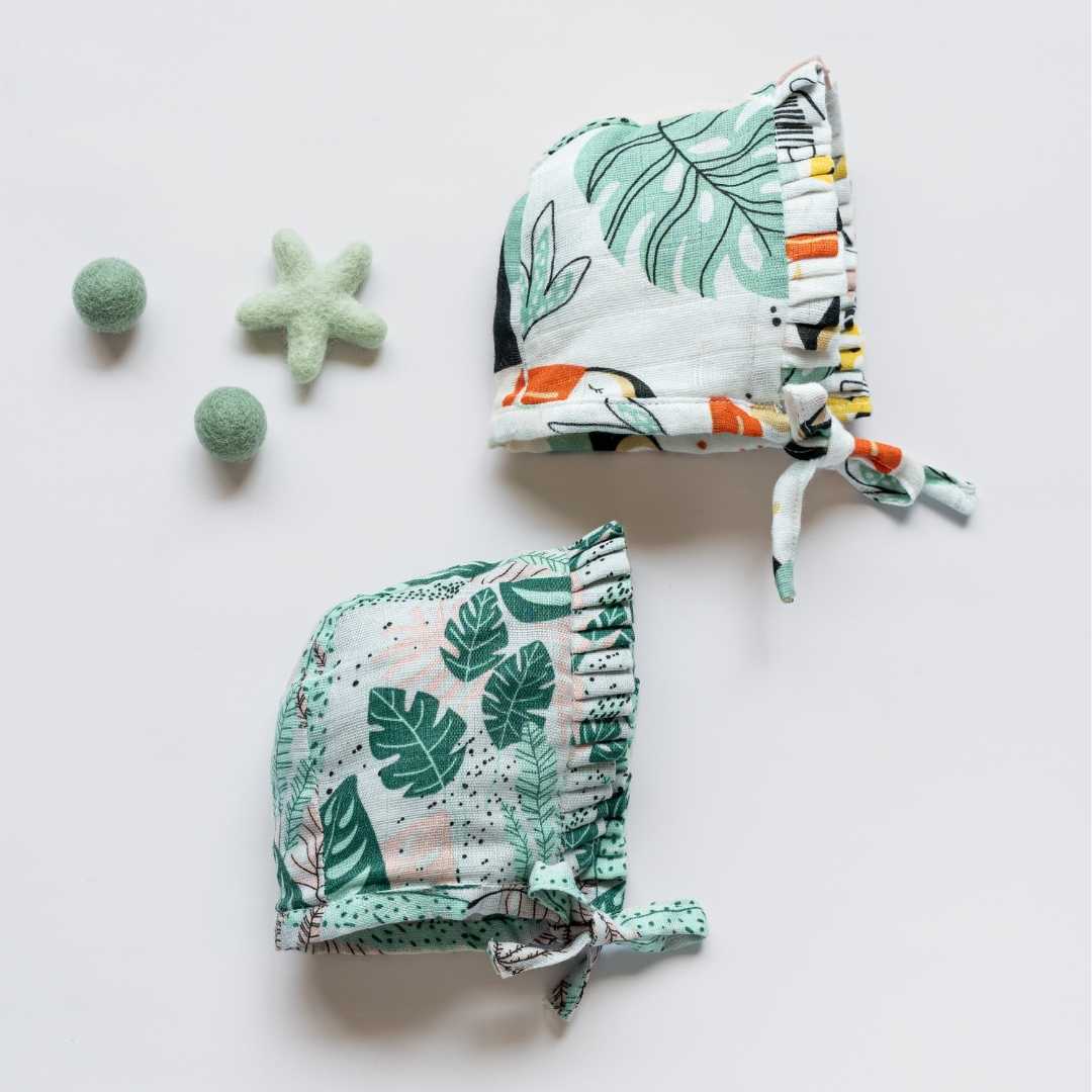 newborn bamboo muslin bonnet cap pack of 2