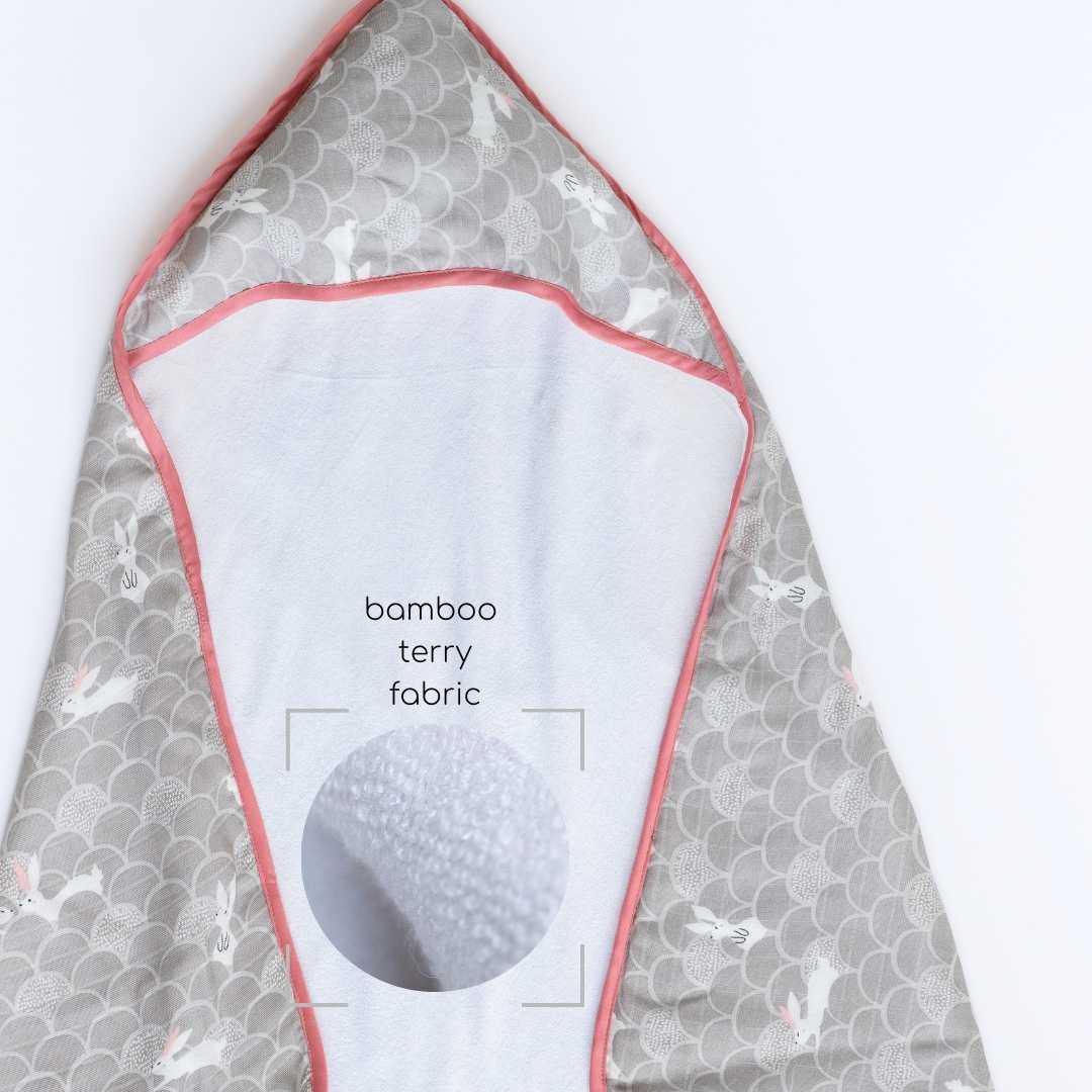bamboo muslin + terry hooded towel - abstract world