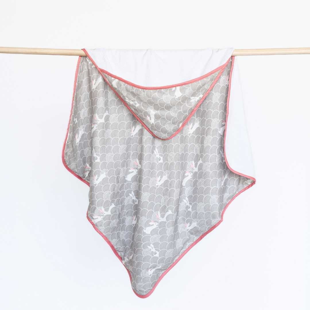 bamboo muslin + terry hooded towel - abstract world
