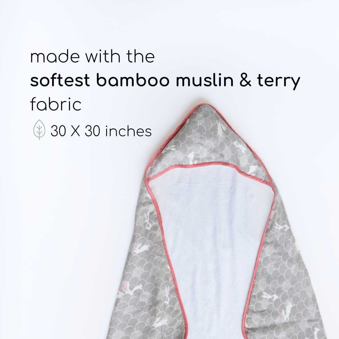 bamboo muslin + terry hooded towel - abstract world