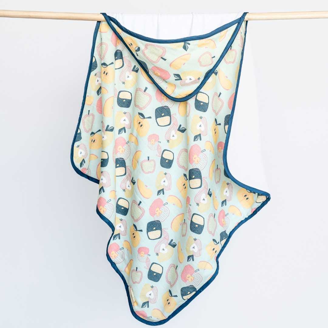 bamboo muslin + terry hooded towel - abstract world