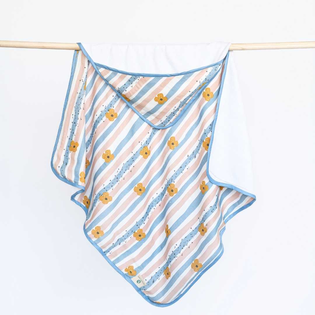 bamboo muslin + terry hooded towel - abstract world