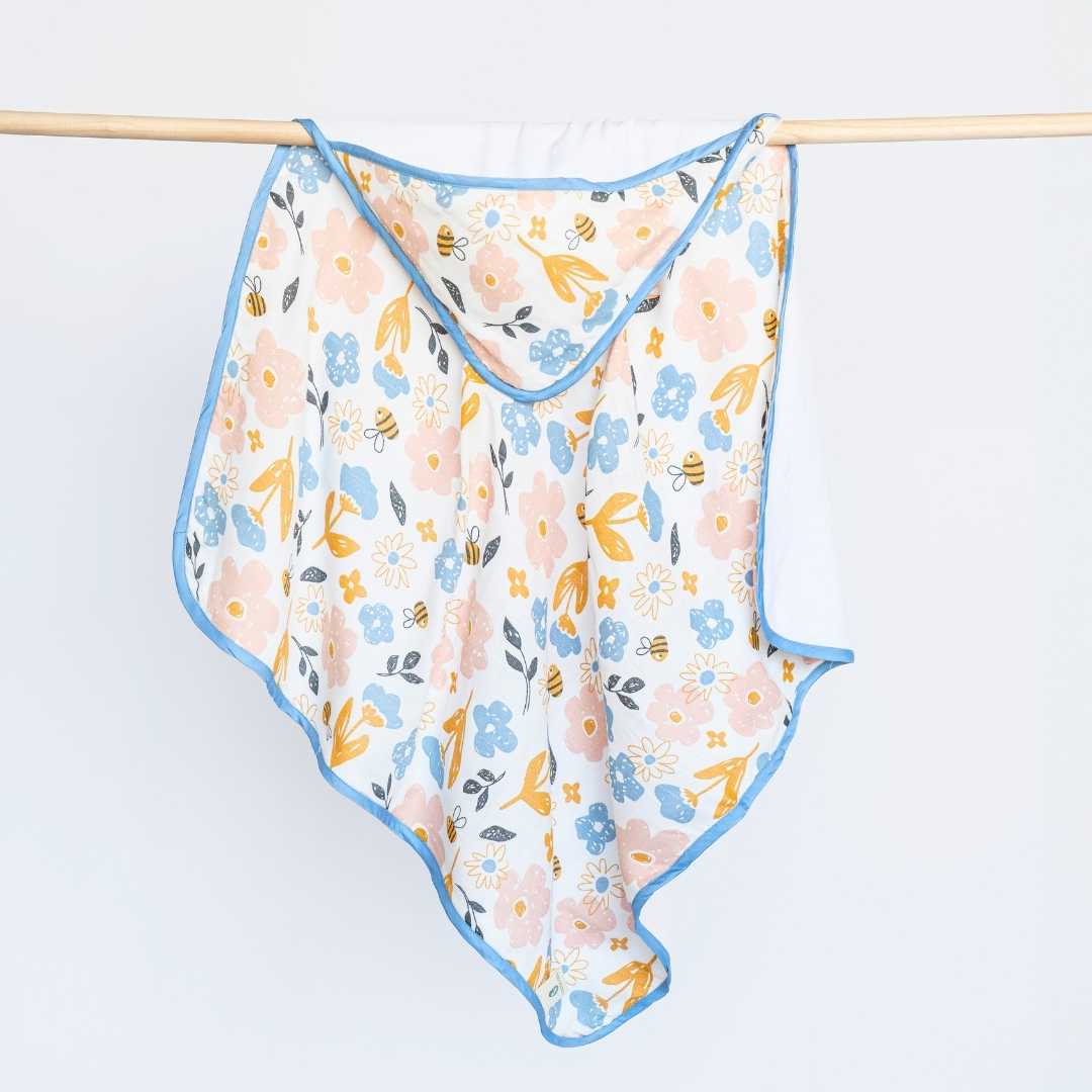bamboo muslin + terry hooded towel - enchanted garden