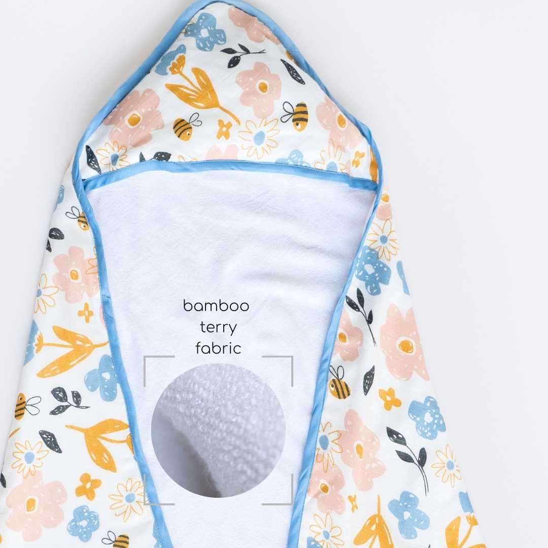bamboo muslin + terry hooded towel - enchanted garden