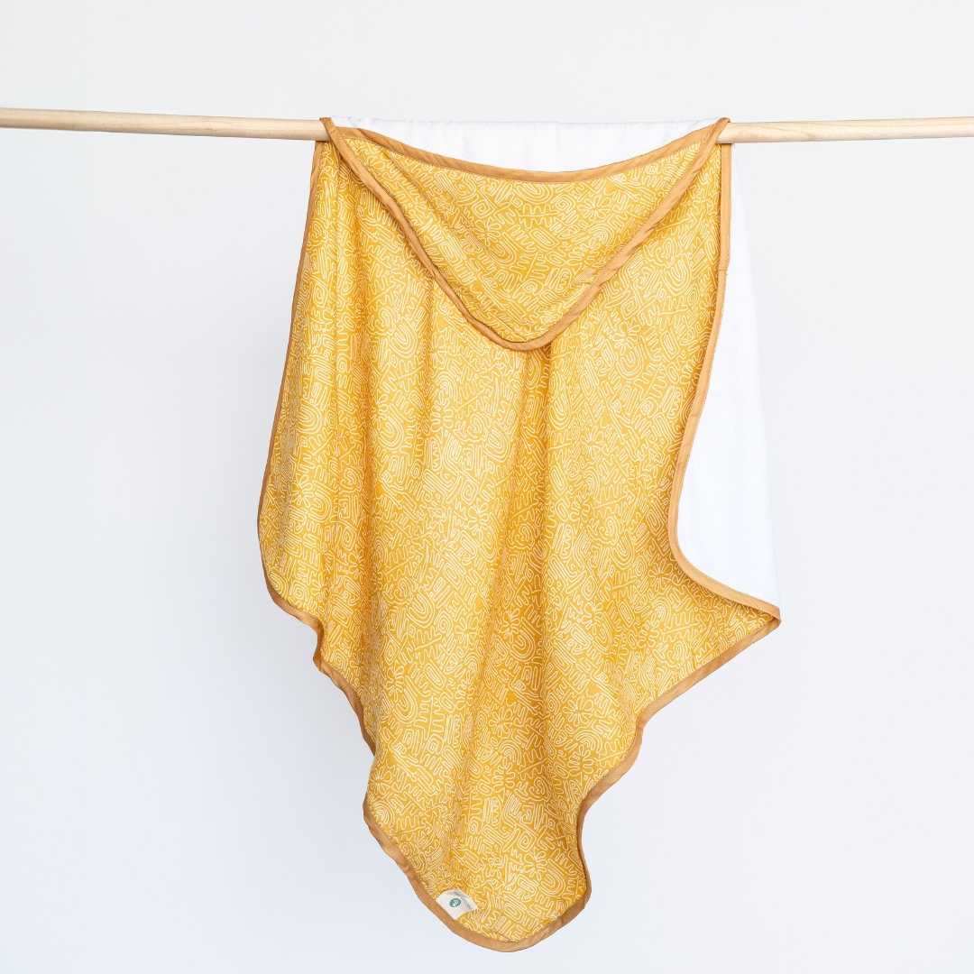 bamboo muslin + terry hooded towel - abstract world