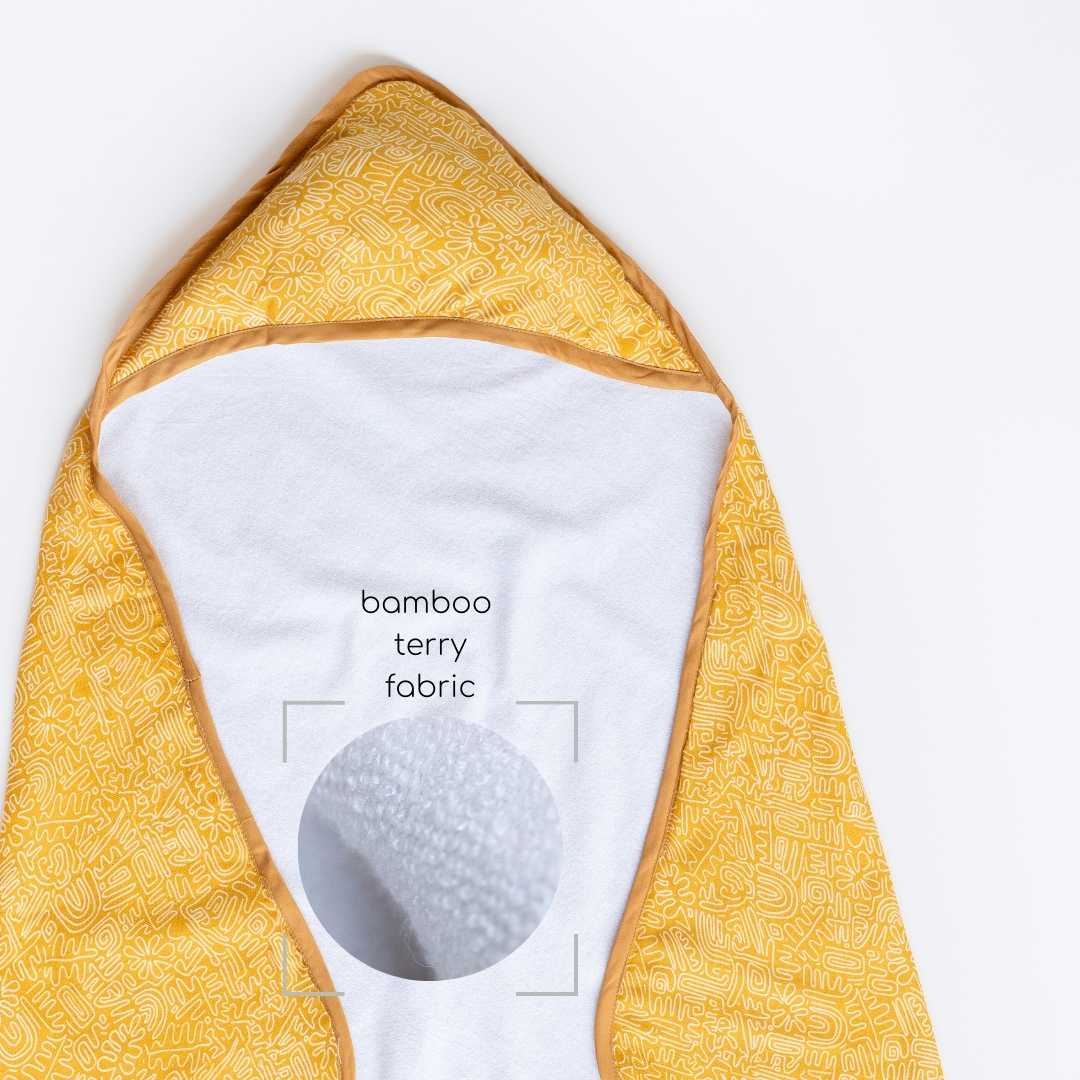 bamboo muslin + terry hooded towel - abstract world
