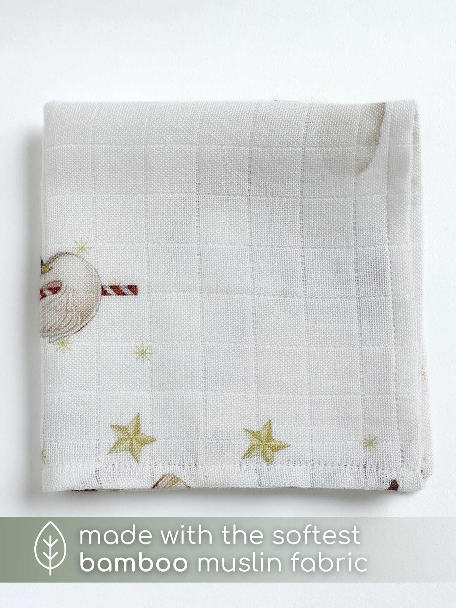 bamboo muslin wash cloth - christmas collection