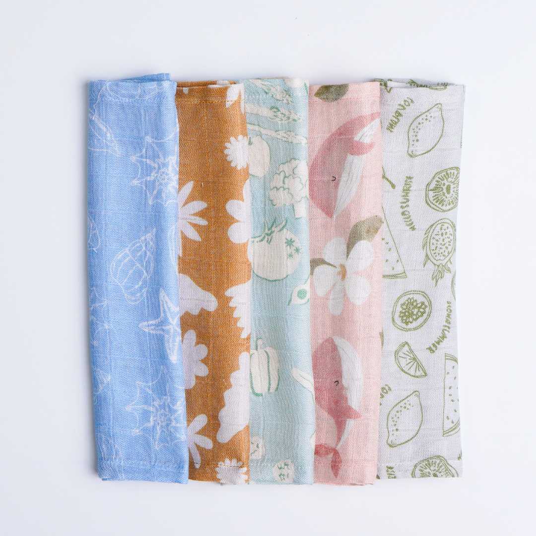 Bamboo Muslin Wash Cloth Pack of 5