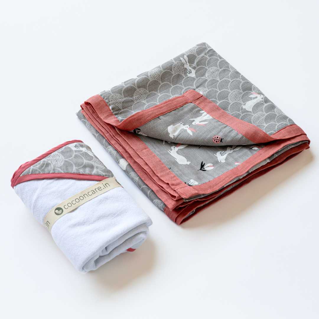 bamboo blanket & hooded towel set