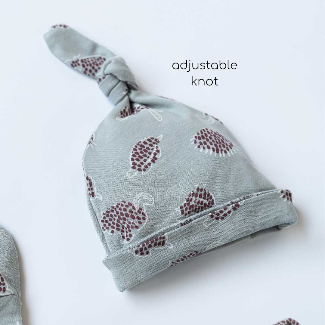 newborn baby bamboo cap mittens socks combo - prints